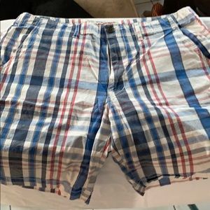 38” Arizona Red White & Blue Plaid Flat Front Men